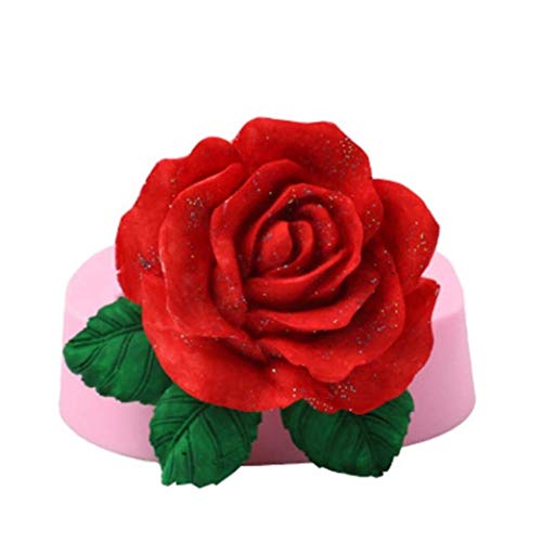 Weite Pink Rose Flower Silicone Cake Mold Chocolate Sugar Craft Decorating Fondant Fimo Tool (Pink)