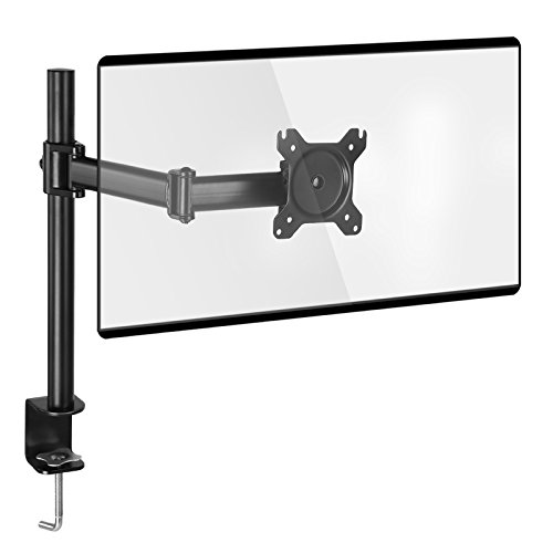 SONGMICS Single Monitor Arm Stand, Fully Adjustable Desk Mount Mount Fits 13″ to 27″ Screens Round Tube Heavy Duty 17.6lbs Sturdy and Stable UOMA01BK