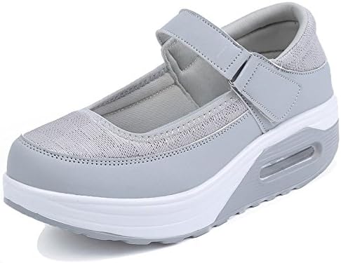 Women's PU Mesh Strap Platform Sneaker Shape Ups Height-increasing Fitness Walking Shoes