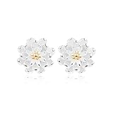 Jiayiqi Jewelry Women Pretty Flower Stud Earrings Silver Plated Earrings