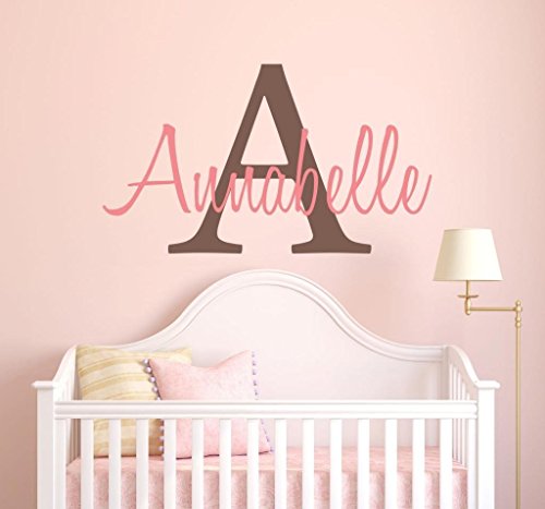Girls Custom Name and Initial Wall Decal Sticker, 20