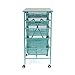 Origami Wheeled Folding Steel 5 Drawer Storage Kitchen Cart Wood Top, Turquoise