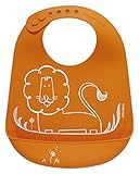 modern-twist Bucket Bib 100% plastic free silicone, waterproof, adjustable, dishwasher safe, Orange Dandy Lion