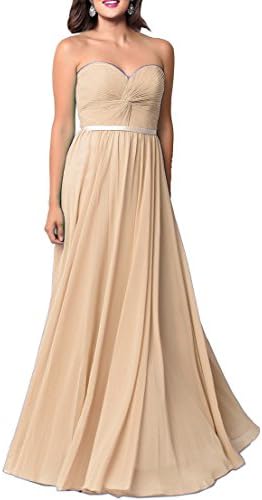 Xqmdress Women's Long Strapless Evening Bridesmaid Dress Gown Champagne US14