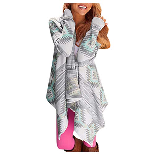 Libobo_women Geometric Print Cardigan Casual Loose Sexy Oversized Cardigan Green