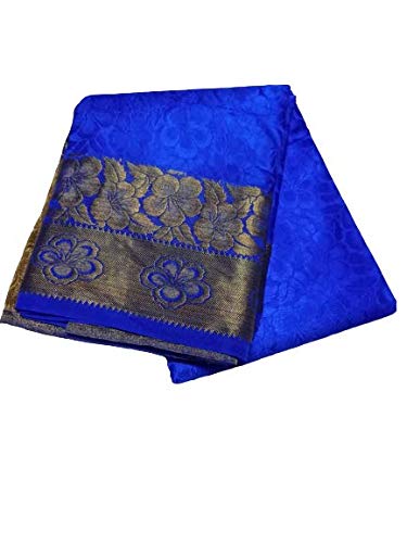 Saree Planet Silk Gota Designed Plain Saree With Blouse Piece (Royal Blue)