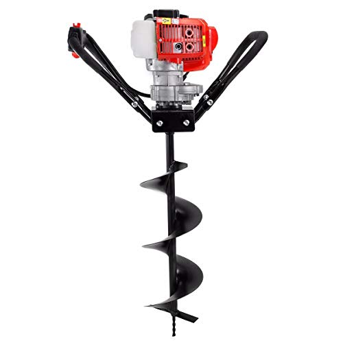 XtremepowerUS 81094 2365 43cc Gas Posthole Digger One Man Auger w/ 8" Bit, White