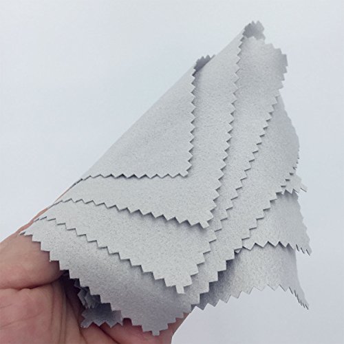 Lantee 100 Pcs Jewelry Cleaning Cloth Polishing Cloth for Sterling Silver Gold Platinum (Grey, 10cmx10cm)