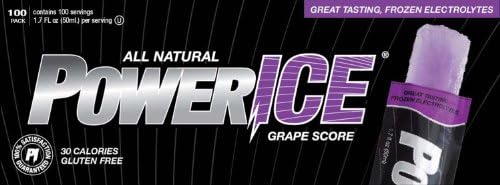 PowerICE All Natural Electrolyte Freezer Bars, Grape Score, 100 Count Popsicle