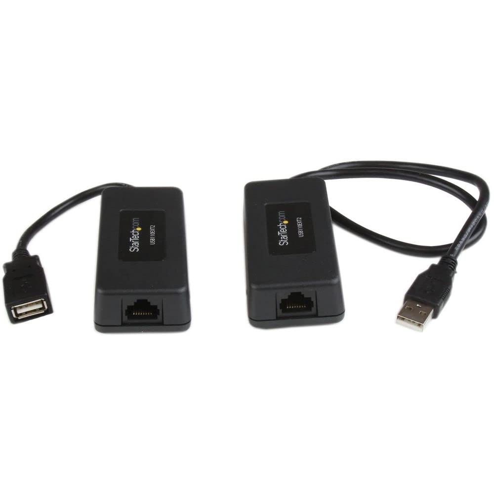 StarTech.com 1-Port USB 1.1 Extender - Up to 131 ft (40 m) over Cat5/Cat6 Extension - Up to 12 Mbps USB 1.1 Ethernet Extender (USB110EXT2)