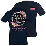 Simply Southern Tees Short Sleeve Preppy God is My Arrow Large, Navy