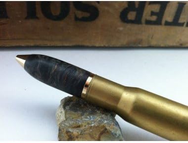Black Dyed Maple Burl Spent 50 Caliber Machine Gun Bullet Cartridge Writing Pen