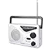 VEILOND AM FM Portable Radio Player, Best Reception and Longest Lasting, AC Powered or Battery Operated Vintage AM FM Compact Transistor Radio (Sliver)