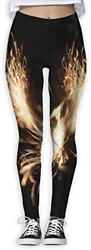 Tinger Burning Bird Phoenix Isolated On Black Background Womens Power Yoga Pants
