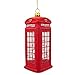 Red Telephone Booth in London, United Kingdom Blown Glass Christmas Ornament