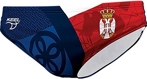 Keel - Serbia Water Polo National Team Swim Suit For 2016-2017 Season - Men's/Boys Dual Layer Professional Players Athletes Swimming Brief Trunk