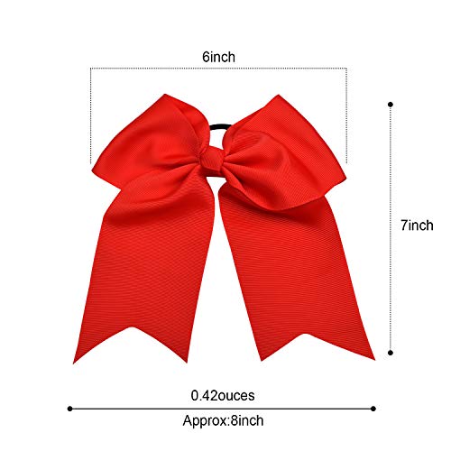 Large Cheer Hair Bows Ponytail Holder Elastic Hair Ties Elastic Head Loop For Women Uniform Accessories (Red)
