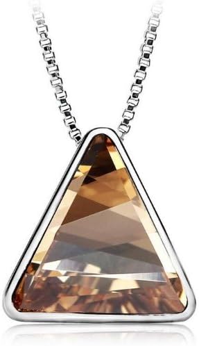 Athena Jewelry the Secret on the Root 18k/white Gold Plated Austrian Crystal Amethys Triangle Shape Swarovski Elements Crystal Pendant Necklace for Women in a Beautiful Gift Box(8 Colors Selectable) (18K Gold + Chamgagne Stone)