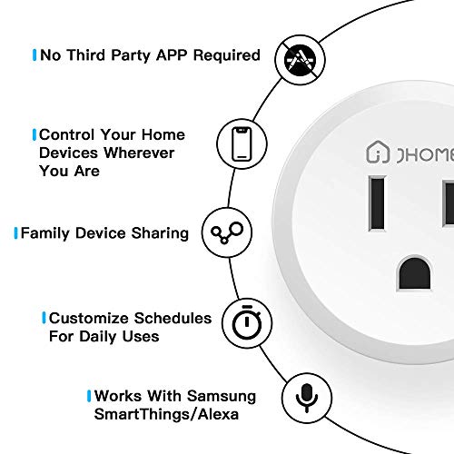 Jhome Zigbee Smart Plug, Mini Outlet Switches Works with Echo Plus, SmartThings Hub, Google Home. Remote Control Your Home Appliances from Anywhere(2 Pack)