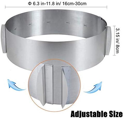 Cercle à Gâteaux Réglable avec Echelle Ø 16-30cm Cercle à Pâtisserie Extensible en Acier Inoxydable Moule Cadre Rond pour Mousse Dessert Pâtisserie, Hauteur 8cm - Cuisine A Vivre Cercle à Gâteaux Réglable avec Echelle Ø 16-30cm Cercle à Pâtisserie Extensible en Acier Inoxydable Moule Cadre Rond pour Mousse Dessert Pâtisserie, Hauteur 8cm