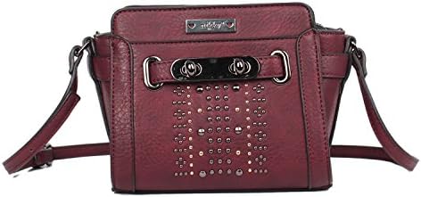 Nikky Women's Fashion Red Studded Crossbody Cross Body Bag, Wine, One Size