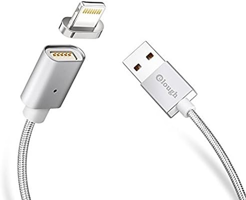 Elough E04 Magnetic USB Data Sync Fast Charging Braided Cable Connector Charger for iPhone 5, 5c, 5s, SE, 6, 6 Plus, 6s, 6s Plus, 7,7 Plus, 8,iPad, iPad mini, iPad pro, iPod (Silver)