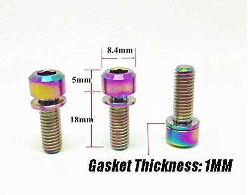 Bolts Screw With Washers Set For MTB Bike Bicycle Stem Bolts Screw Titanium Alloy M5 x 18mm Tapered Washer Head Bike Stems & Parts 6pcs (rainbow) - Thumbnail 3
