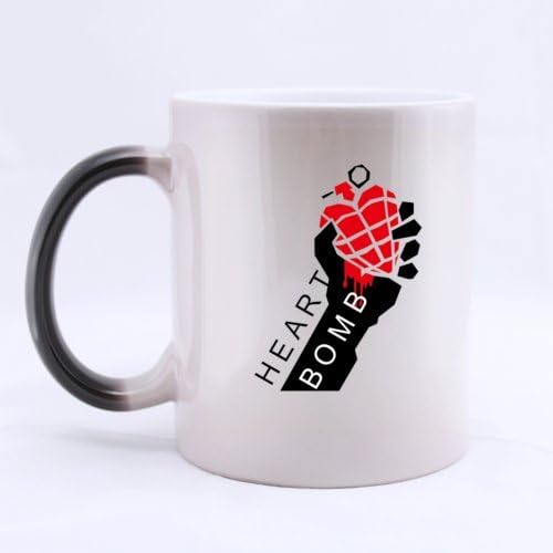 Funny Cool Design Cute Hand Holding Red Heart Bomb (Twin Side) Magic Surprise Color Changing Mug Morphing Coffee/Tea Mug (11 Oz)