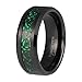 iTungsten 6mm 8mm Black Tungsten Carbide Rings for Men Women Wedding Bands Celtic Dragon Purple/Green/Red Carbon Fiber Inlay Beveled Edges Polished Comfort Fit