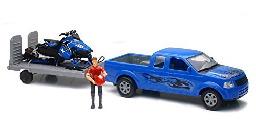 New Ray Xtreme Adventure Pickup with Polaris Switchback Snowmobile Kids Play Set, Explore Outdoor Snow Open Land While Riding on His Polaris Switchback Snowmobile, Great Gift for Kids - Thumbnail 4