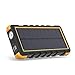 Solar Phone Charger RAVPower 25000mAh Outdoor Portable Solar Power Bank with USB C Input, Waterproof Battery Pack for Outdoor Camping (Yellow)