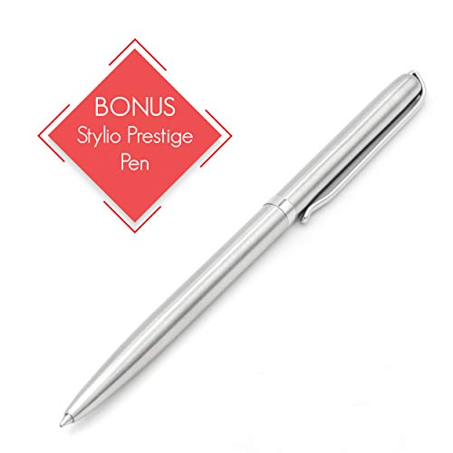 STYLIO Padfolio w/Premium Pen - Resume Portfolio Folder - Interview/Legal Document Organizer & Business Card Holder - with Letter-Sized Writing Pad - Handsome Piano Noir Faux Leather Matte Finish