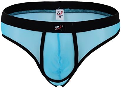 AmyTom Men's Sheer Mesh Thong Underwear Asia XL = US L Light Blue
