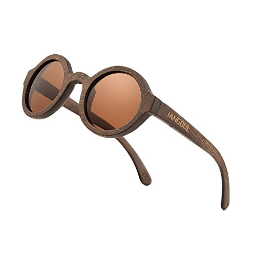 Vintage round polarized sunglasses for women natural ba…