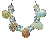 3.23 TCW Natural Ethiopian welo Fire Opal Almonds & Roundel Beads Demi strand 32AA12