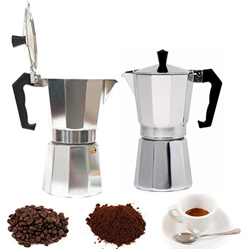 Clixde Espressokocher Moka Expresso Aluminium groß grau 12 Tassen 600 ml Italienisch – Bild 8