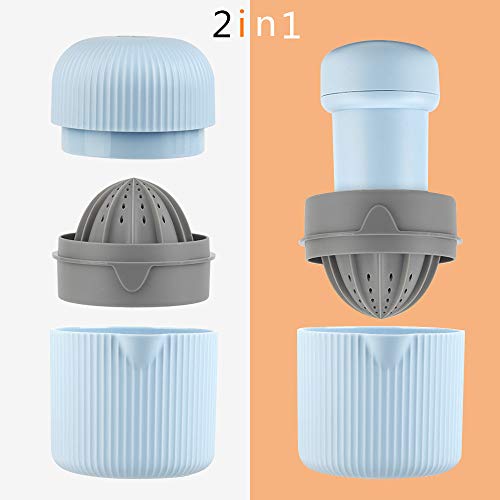 GMISUN Citrus Lemon Orange Juicer Manual Hand Squeezer 2 in 1 Lid Rotation Hand Press Reamer with Strainer and Container (Pink)