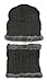 HINDAWI Winter Beanie Scarf for Boys Girls (5-14 Years) Warm Snow Knit Hats Windproof Circle Scarf Kids Slouchy Skull Cap Black