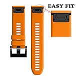 Wearable4U Garmin Fenix 5X 26mm Quick Release Easy Fit Silicone Replacement Watch Band for Garmin Fenix 5X, Quatix 3, Fenix 3 HR, Fenix 3, Tactix Bravo, Foretrex 601, Foretrex 701 (Orange)