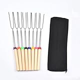 Winga Roasting Sticks, Marshmallow Roasting Sticks,Hot Dog Roasting Sticks 32 Inch Extendable Forks For BBQ At The Campfire, Set Of 8