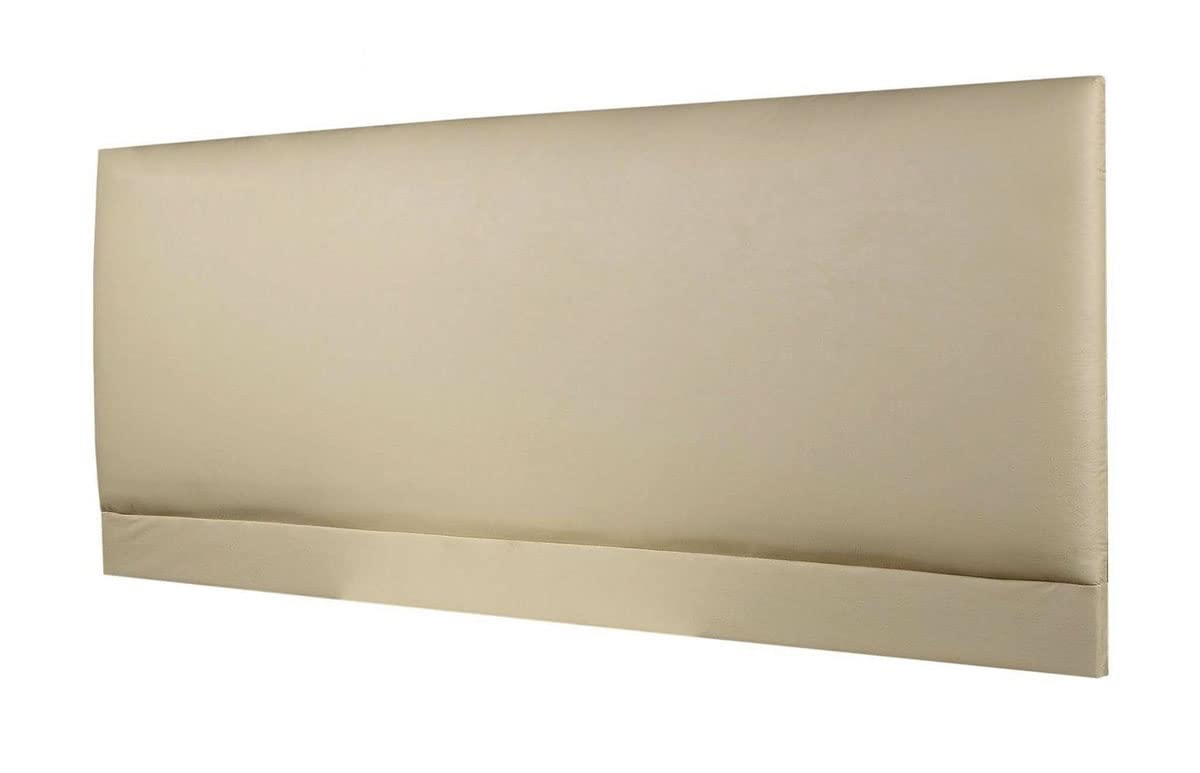 CROWNBEDSUK ROMA FAUX LEATHER HEADBOARD 2ft6,3ft,4ft,4ft6,5ft,6ft (5FT KINGSIZE, Cream)