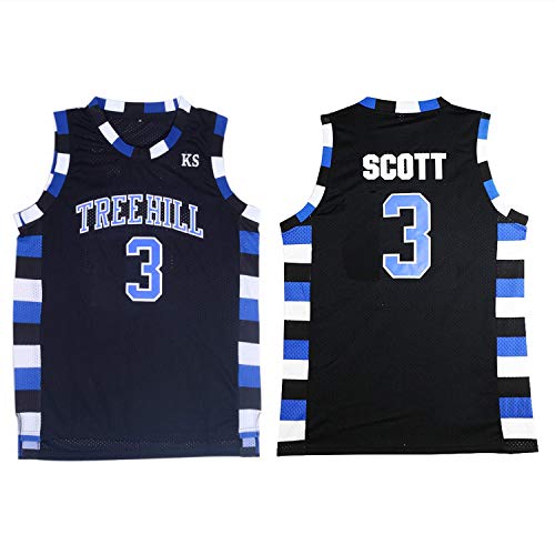 Mens Lucas Scott 3 Ravens Basketball Jersey Stitched Sports Movie Jersey Black (M) - Thumbnail 4