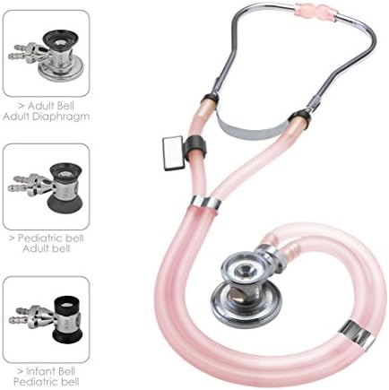 MDF Sprague Rappaport Dual Head Stethoscope with Adult, Pediatric, and Infant convertible chestpiece - Free-Parts-for-Life & - Translucent Pink (MDF767I-CO)