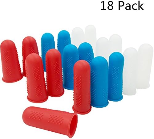 18 Pieces Hot Glue Gun Finger Caps in 3 Sizes (Blue,Red and White)