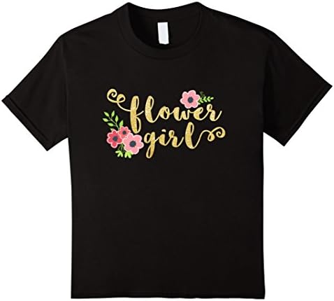 Kids Flower Girl Shirt | Flower Girl Gift T-shirt Wedding Party 6 Black