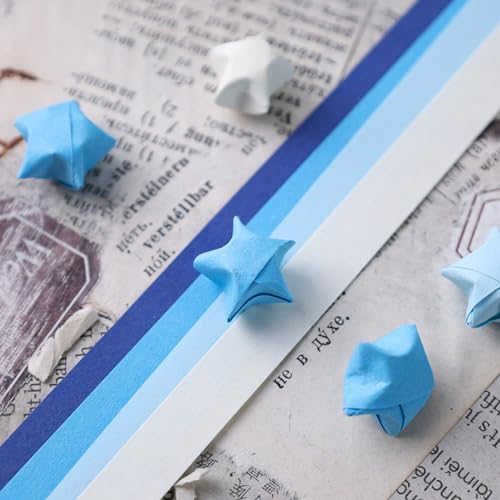 VGOODALL 1080 Stück Origami Sterne Papier, Papierstreifen Origamipapier für Basteln DIY Dekoration Geschenk Blau
