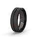 Duke Collections Mens Wedding Bands Black Tungsten Ring Brushed with Center Groove and Beveled Edges