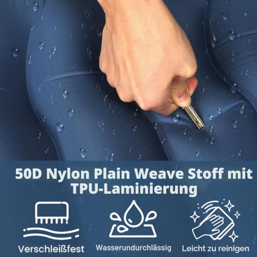Owelth Isomatte Camping Outdoor, 14cm Verdickte Luftmatratze Isomatte mit Kissen & Fußpumpe, Faltbare Campingkarymatte, Kompakt Aufblasbare Schlafunterlage für Wandern Reisen Strand, 192 * 68 * 14cm
