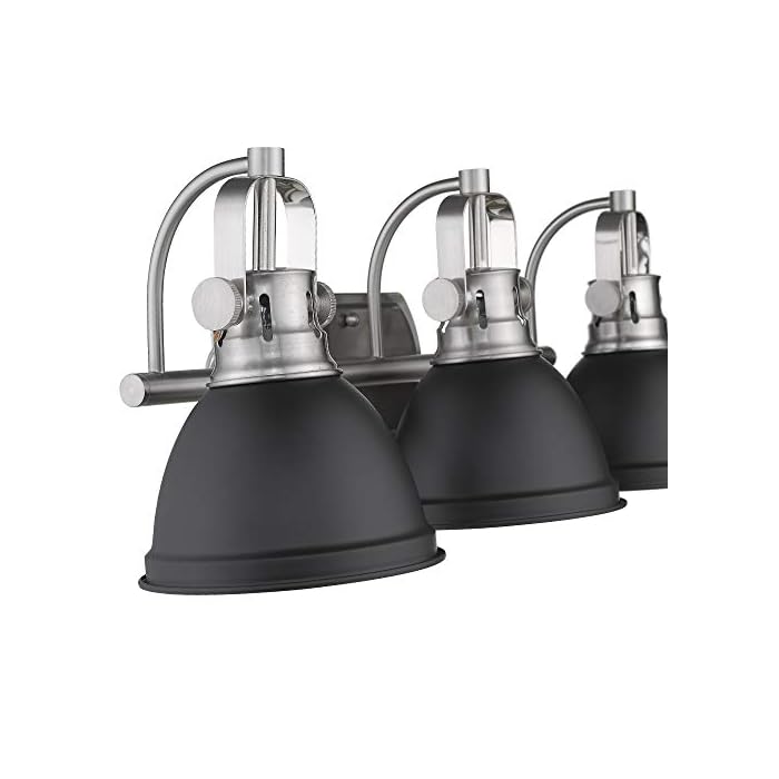 Emliviar 3Light Bathroom Vanity Light Fixture, Black Finish with Metal