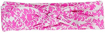 Ruffly Rumps Infant / Toddler Girls' Hot Pink Damask Stretchy Tie Headband - Pink - One Size